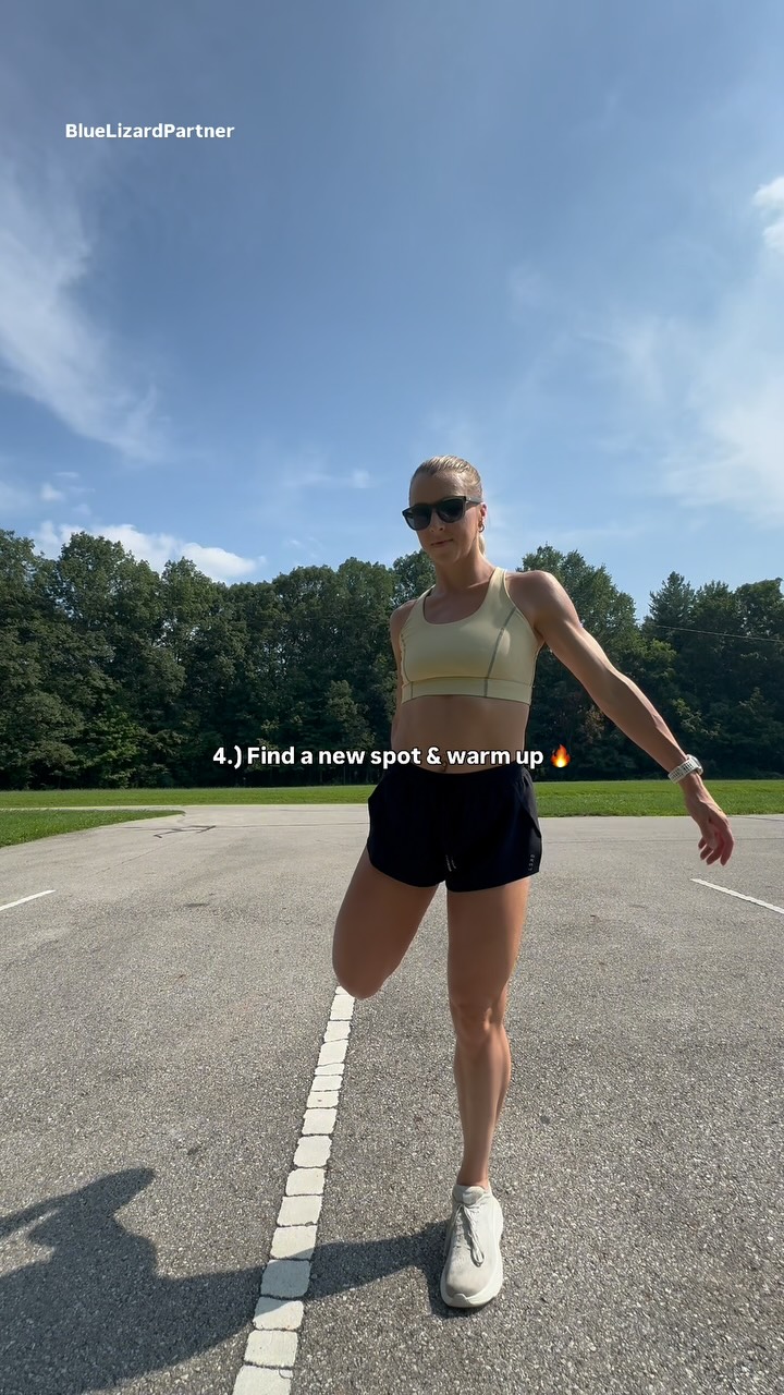 Instagram post by @raceacrossthestates for Blue Lizard Sunscreen. Caption reads: Are you an AM or PM runner?....