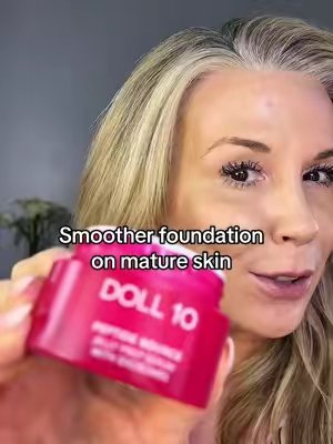 TikTok post by @glamandgosoto for Doll 10 Beauty. Caption reads: [...] starts looking dry or cakey. ✨ @Doll 10....