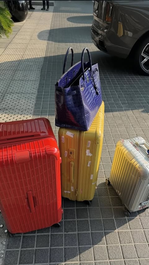 Instagram post by @valrosic for NUDIENT. Caption reads: suitcase gotta match the vibes #ad #nudient.