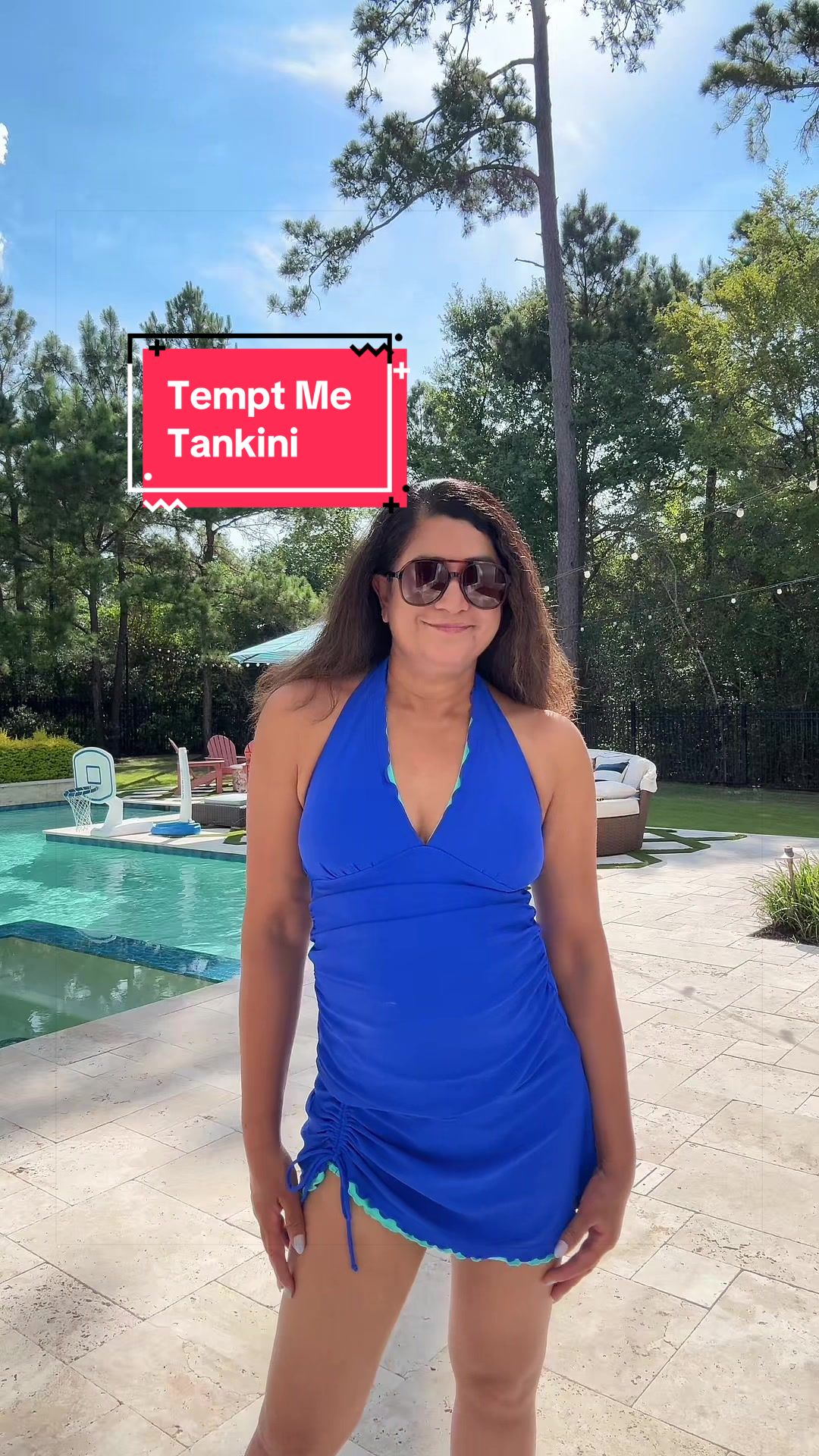 TikTok post by @radchandra for Tempt Me Swimsuits. Caption reads: This @Tempt Me Swimsuits Tankini is proof that you....