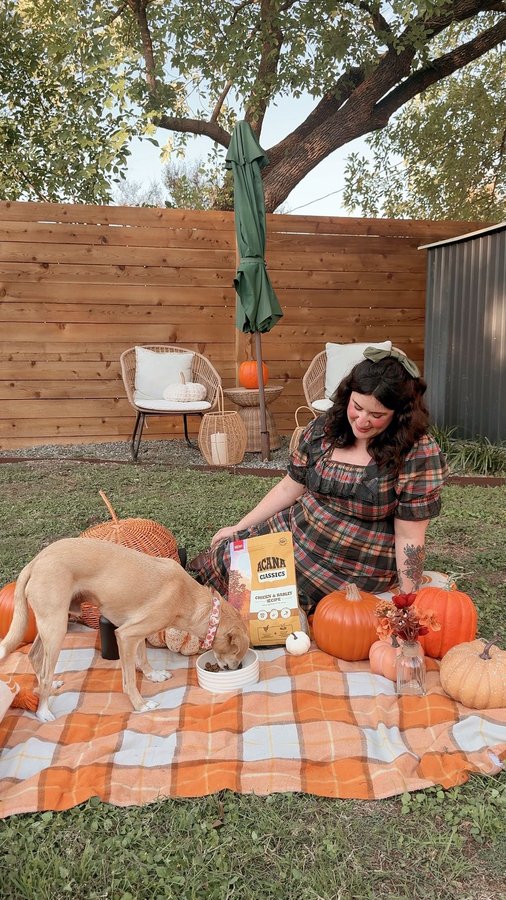 Instagram post by @flashesofstyle for ACANA Petfoods. Caption reads: This is your sign to celebrate Dogsgiving and take....