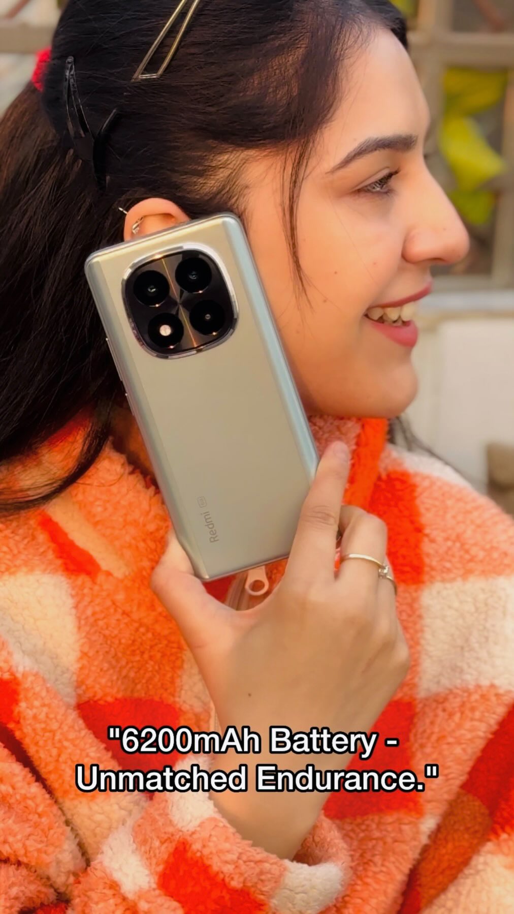 Instagram post by @apreetkaurr for Xiaomi India. Caption reads: From tough days to tough drops,
Redmi Note 14 Pro+....