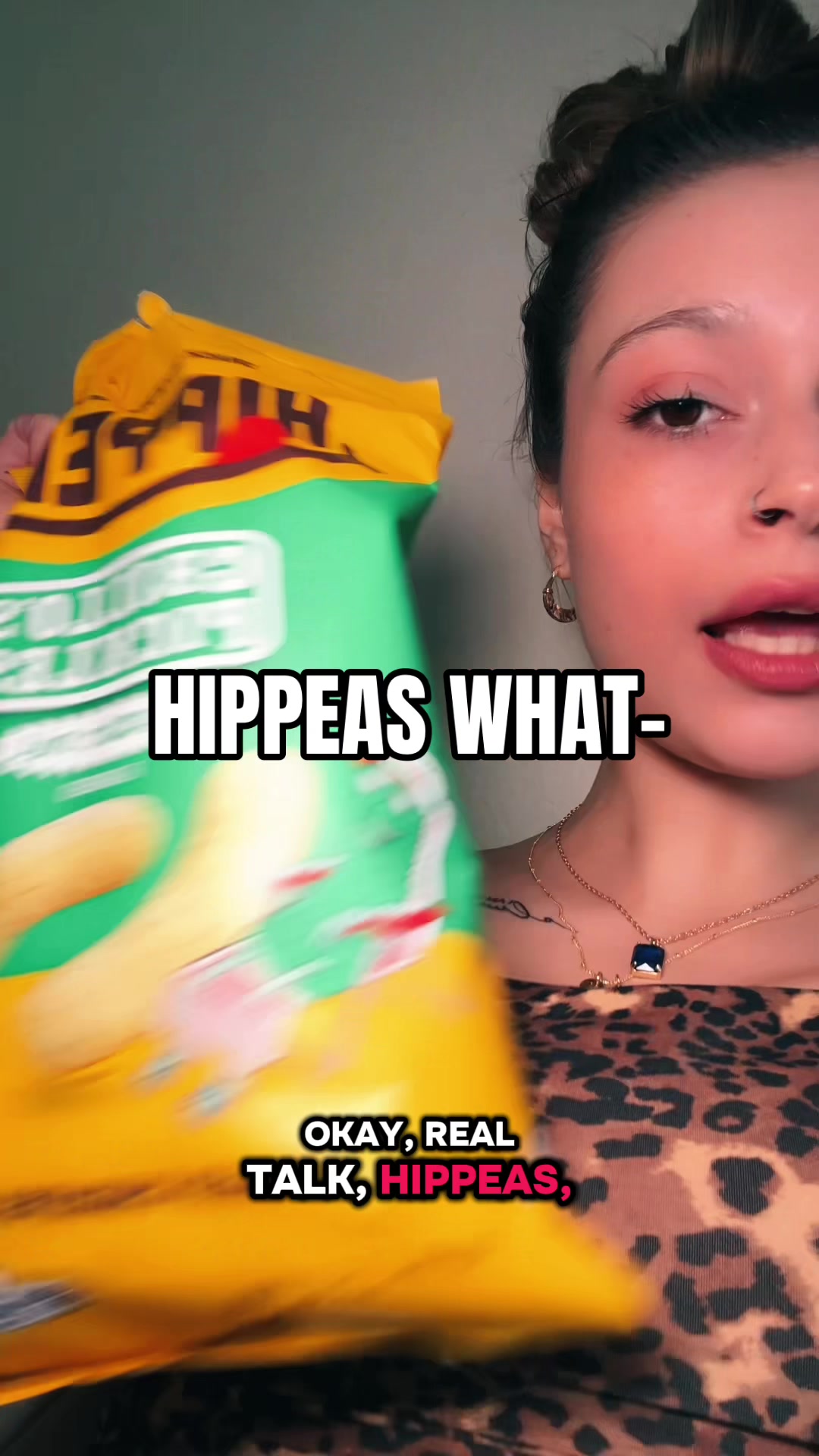 TikTok post by @kendylhowarth for HIPPEAS. Caption reads: [...] #peasout #hippeas @HIPPEAS Snacks.