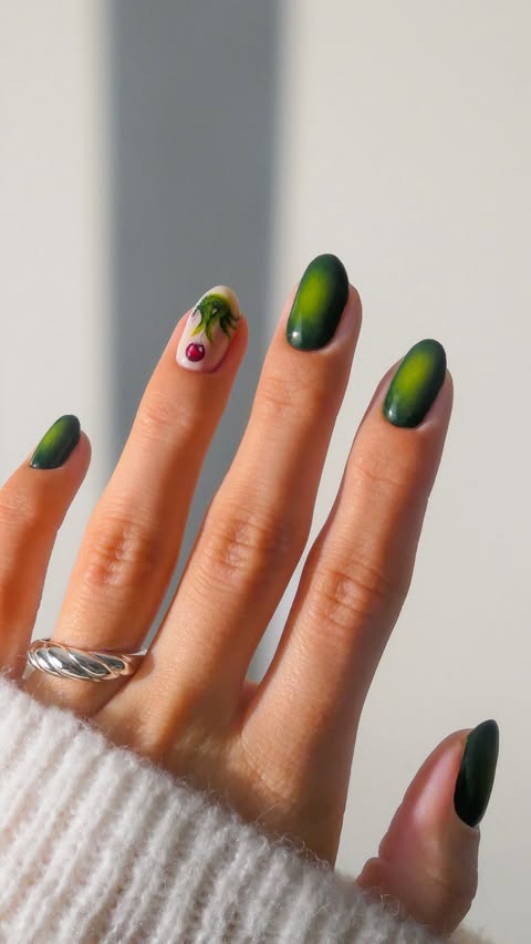 Instagram post by @basecoatstories for essie. Caption reads: day 2 of 24 christmas nails ♥️🎄✨

created for....