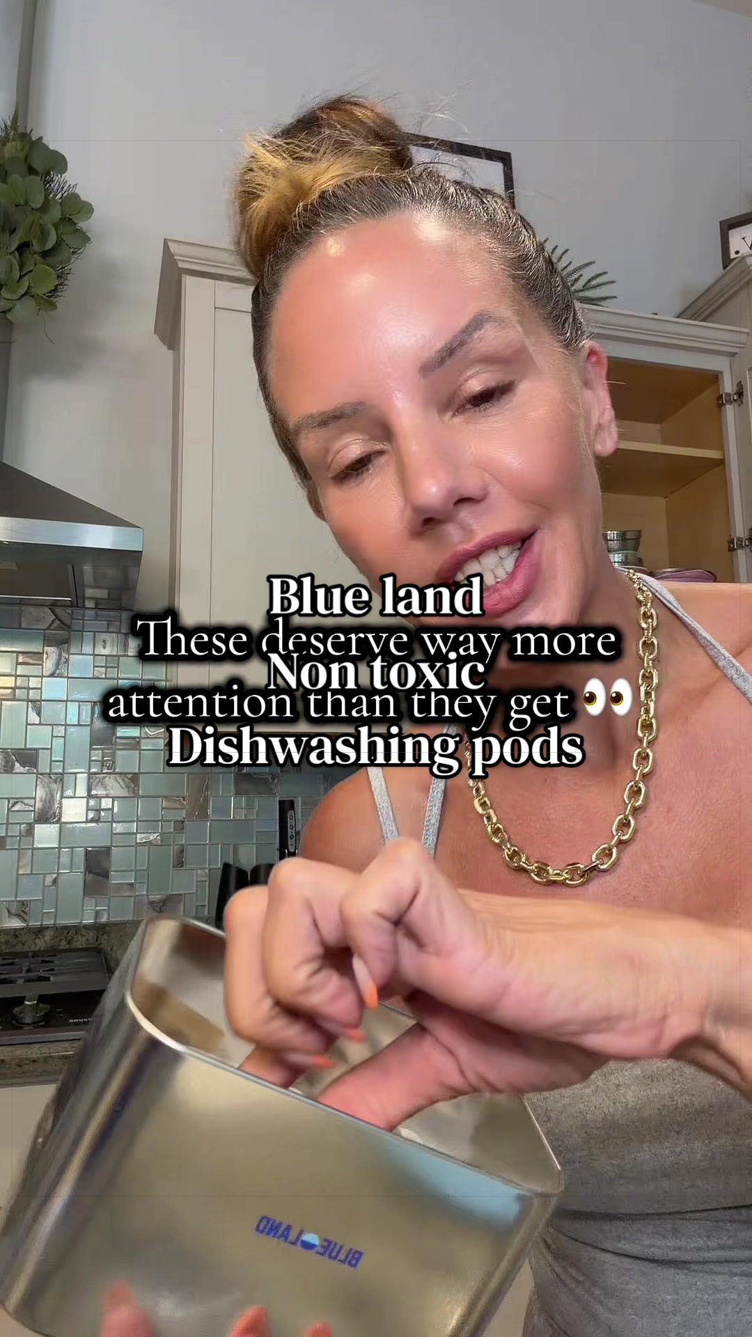 TikTok post by @momwifelifestyletts for Blueland. Caption reads: [...] a few simple swaps in your home, these....