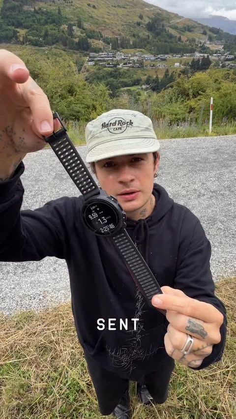 Instagram post by @unknown.route for Suunto. Caption reads: [...] needs charging 🔋 Can 100% recommend 🫵....