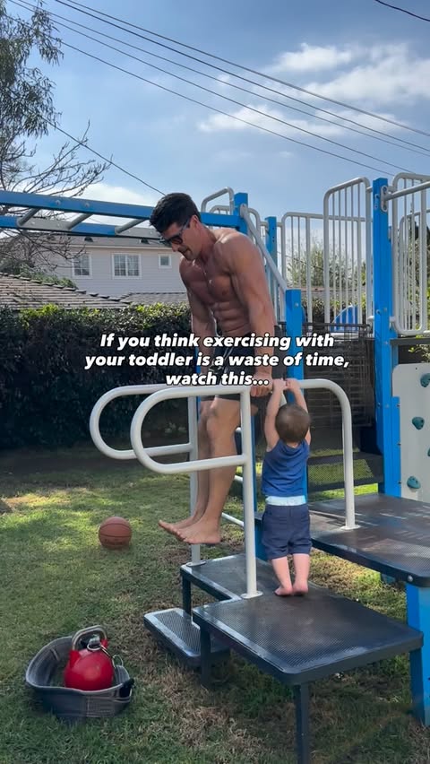 Instagram post by @johntprather for Sheath Underwear. Caption reads: Them: Exercising with your toddler is a waste of....