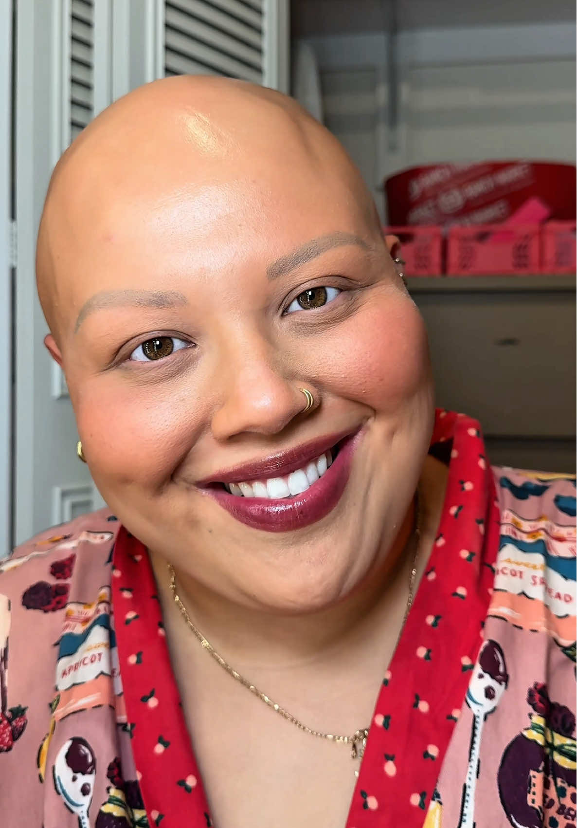 TikTok post by @baldiechi for Benefit Cosmetics. Caption reads: doing our makeup to try on wedding dresses and....