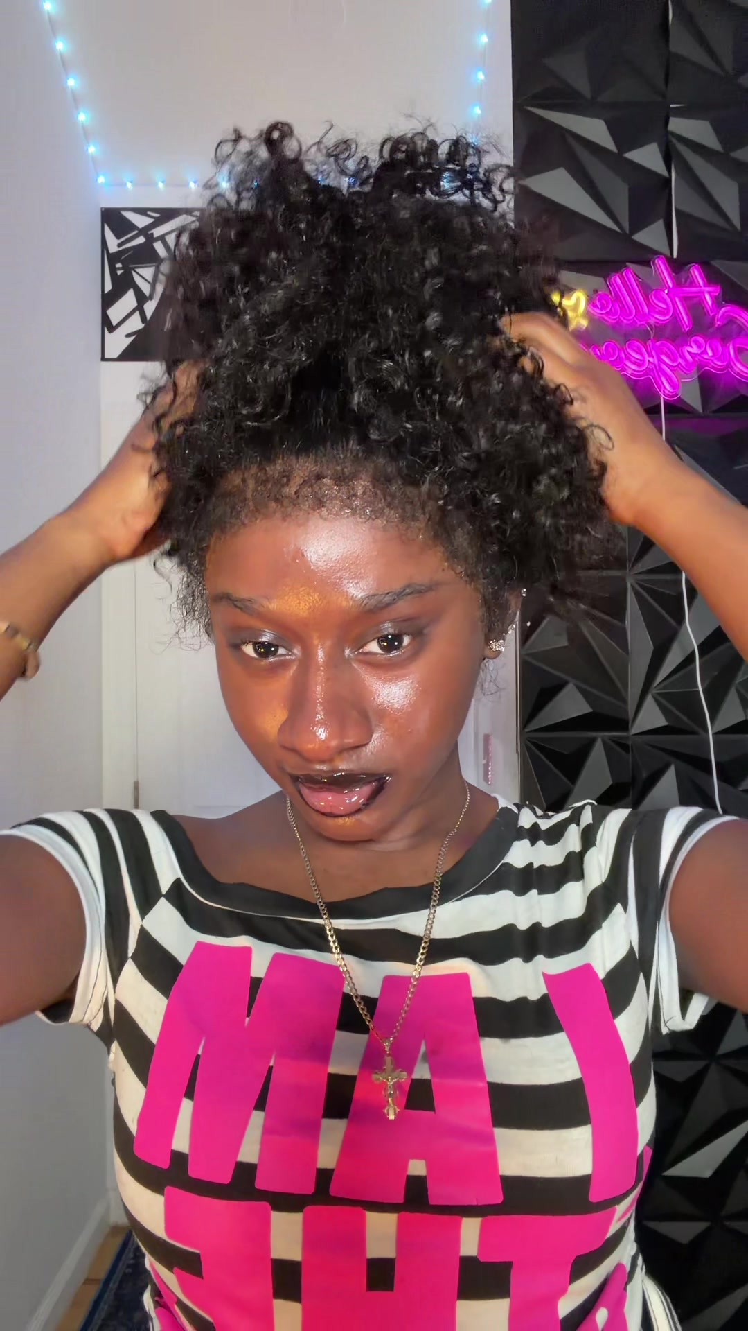TikTok post by @ahdirealbriiii for Subella Hair. Caption reads: [...] lace pre-cut human hair frontal wig....