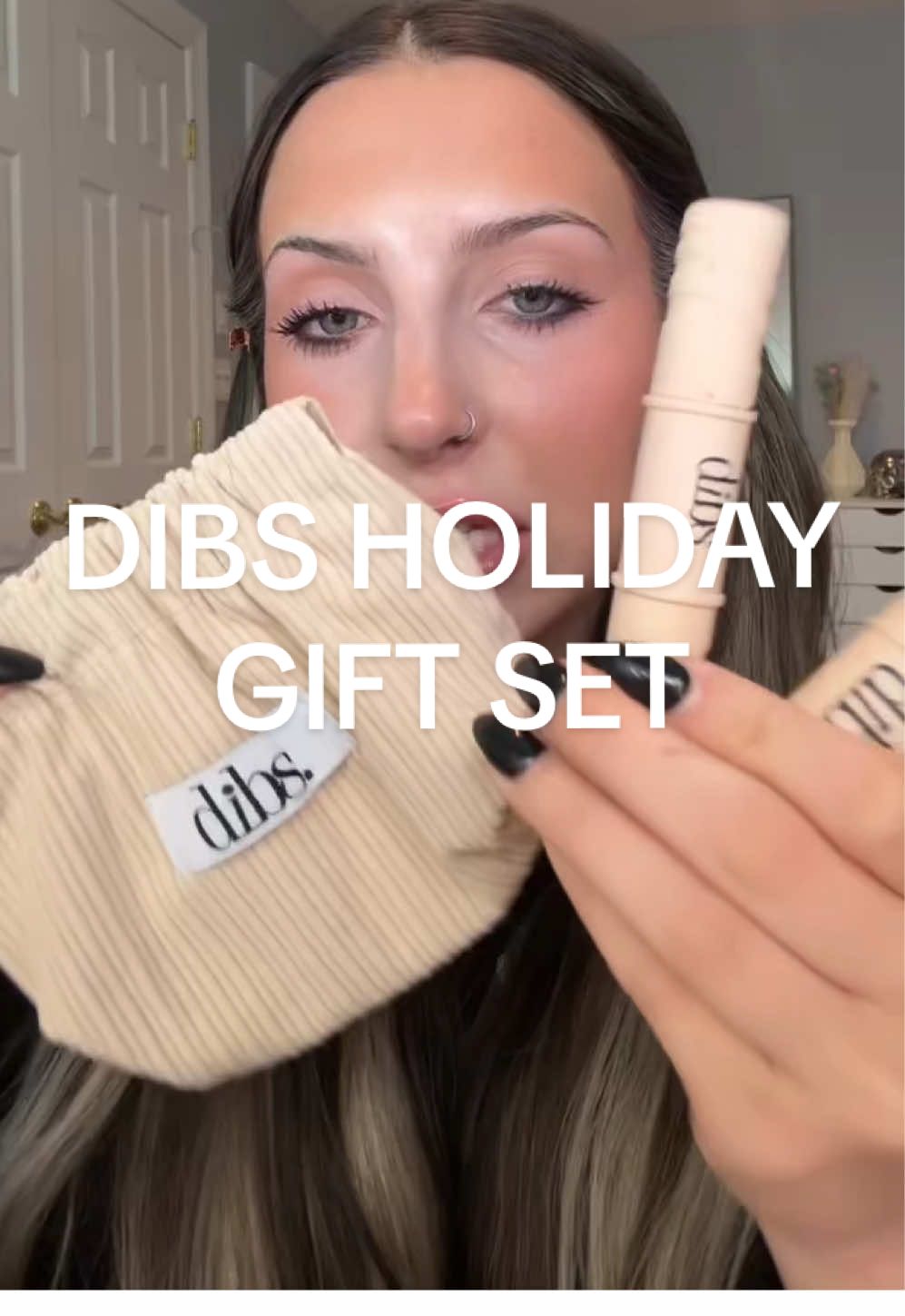 TikTok post by @lexirosenstein for DIBS Beauty. Caption reads: [...] makeup bag refresh! @DIBSBEAUTY....