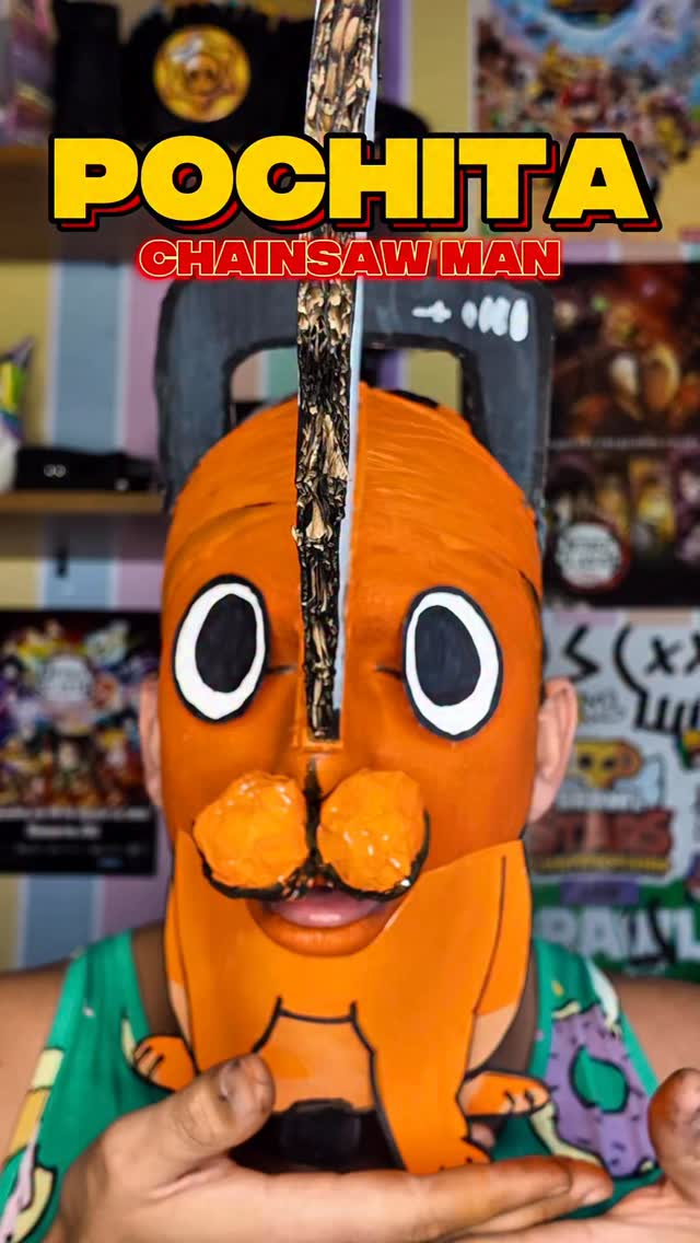 Instagram post by @coloridinhox for Sony Pictures. Caption reads: Pochita de Chainsaw Man 🧡 #chainsawman #pochita.