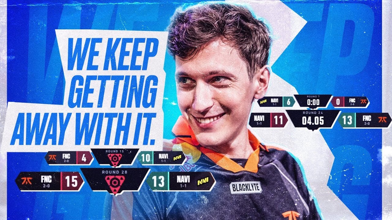 YouTube post by @fnaticvalorant for Blacklyte. Caption reads: Fnatic’s Ridiculous Comebacks vs NAVI.