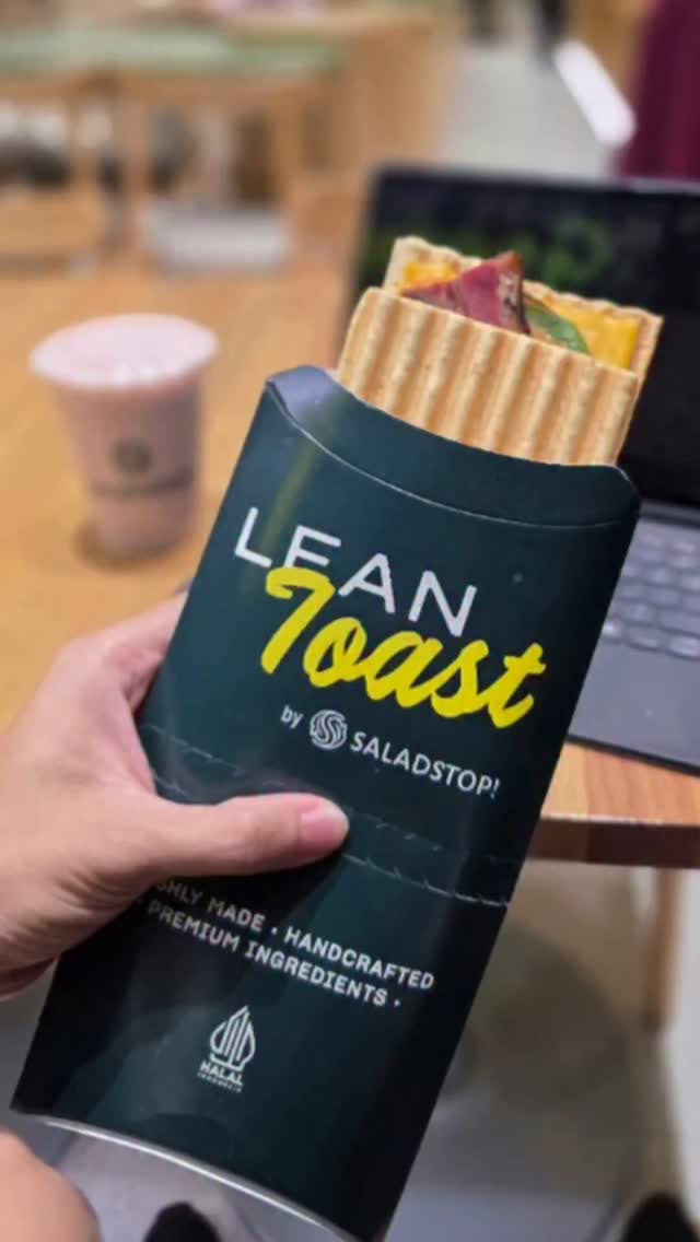 Instagram post by @samjolam for SaladStop!. Caption reads: [...] and high quality protein, LeanToast by....