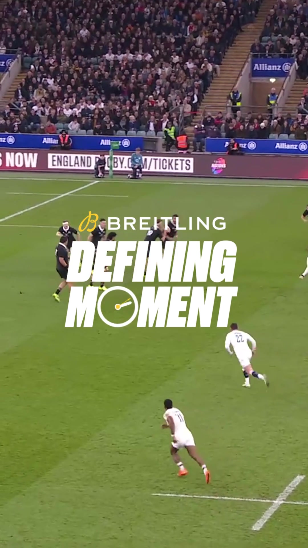 TikTok post by @nationsseries for BREITLING. Caption reads: [...] the All Blacks at the Allianz 💪🤩....