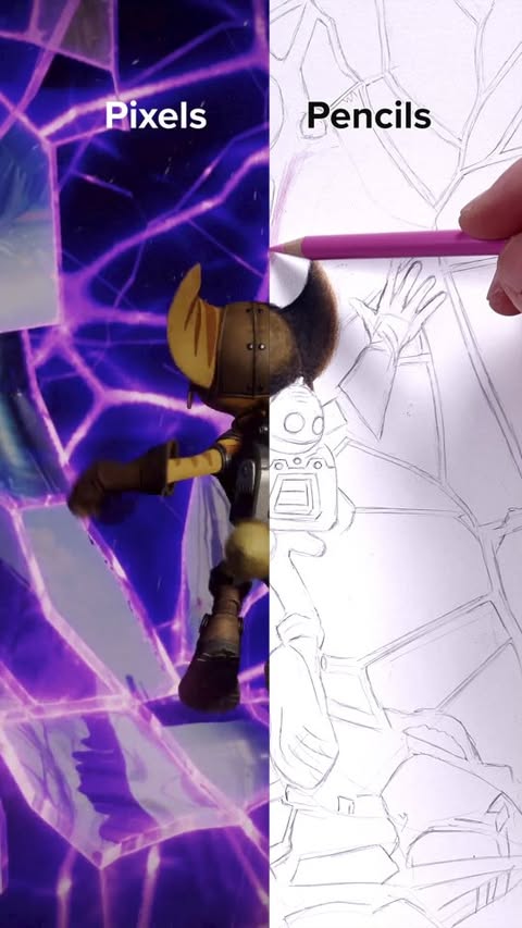 Instagram post by @howard__lee for PlayStation. Caption reads: #ad Pixels vs Pencils Challenge! @playstationuk....