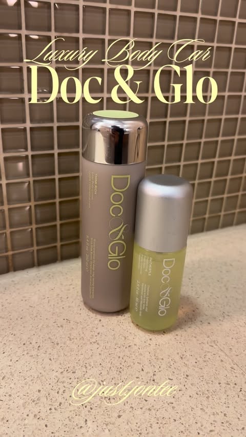 Instagram post by @just.jontee for Doc & Glo. Caption reads: Gym prep, but make it luxe 

Using @docandglo....