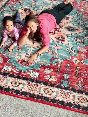 TikTok post by @meetrab1 for Shilucheng Home. Caption reads: [...] #HomeDecor #MachineWashableRug @Shilucheng....