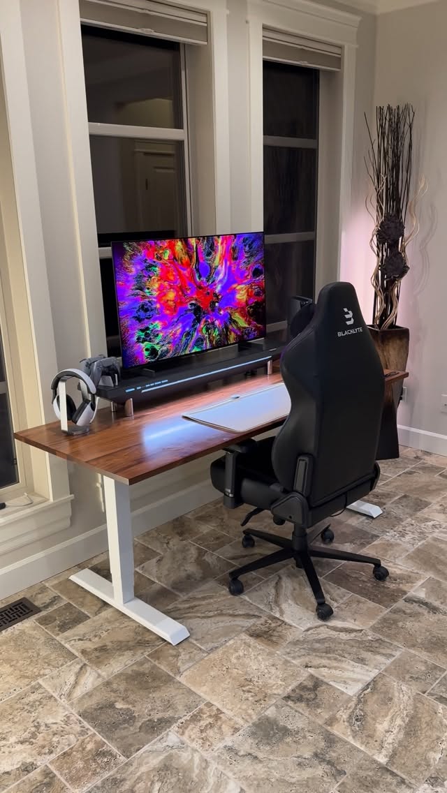 Instagram post by @dadrianca for LG USA. Caption reads: New PlayStation Desk Setup! 🔥

I recently put....