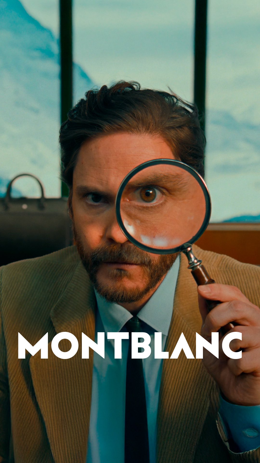 Instagram post by @thedanielbruhl for Montblanc. Caption reads: Daniel Brühl finds writing inspiration in every....