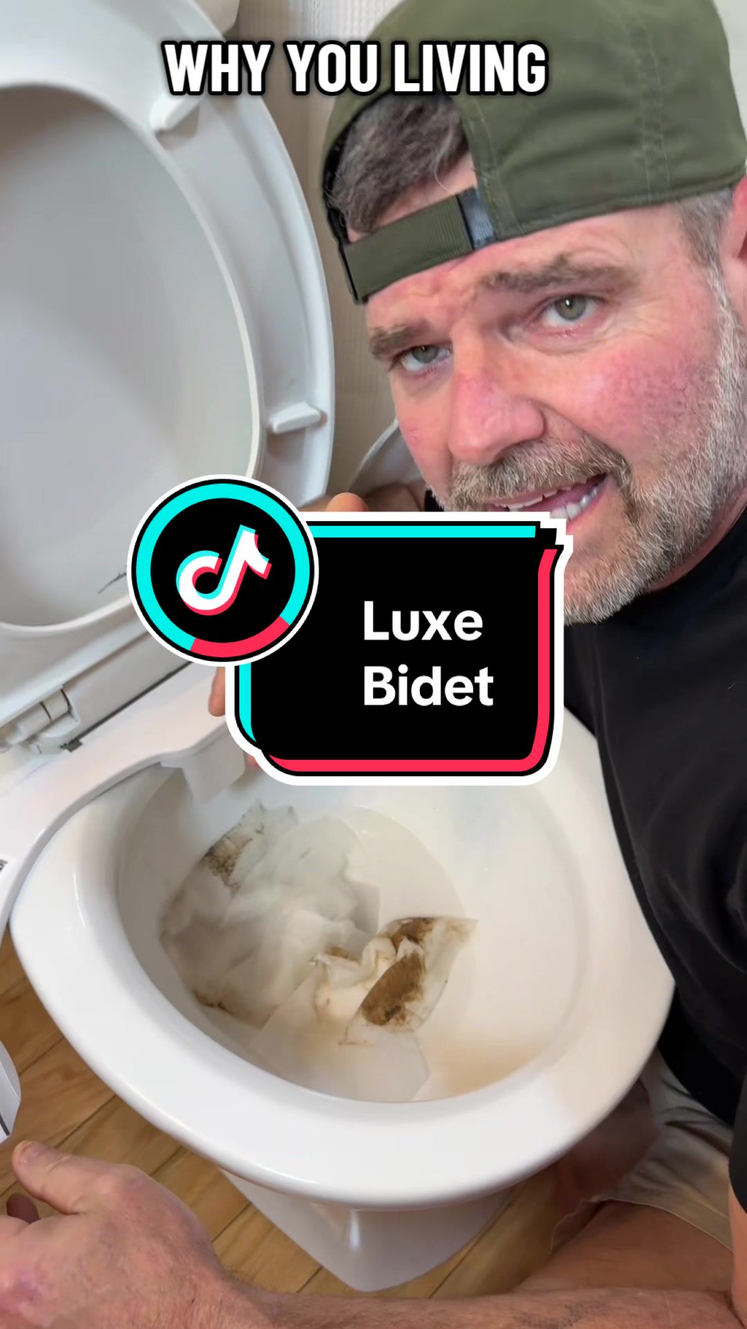 TikTok post by @cashville_1975 for LUXE Bidet. Caption reads: #bidet #bathroomupgrade #personalhygiene....