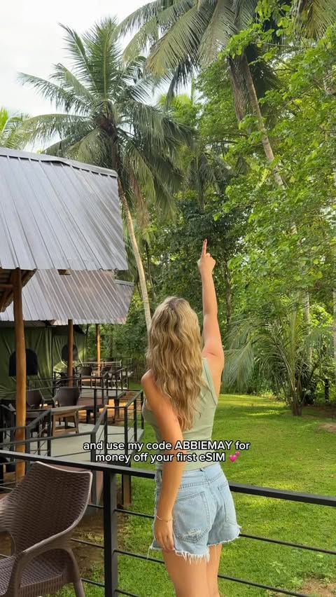 Instagram post by @abbiemay13 for Airalo. Caption reads: [...] but make it stress free & safer with @airalo....