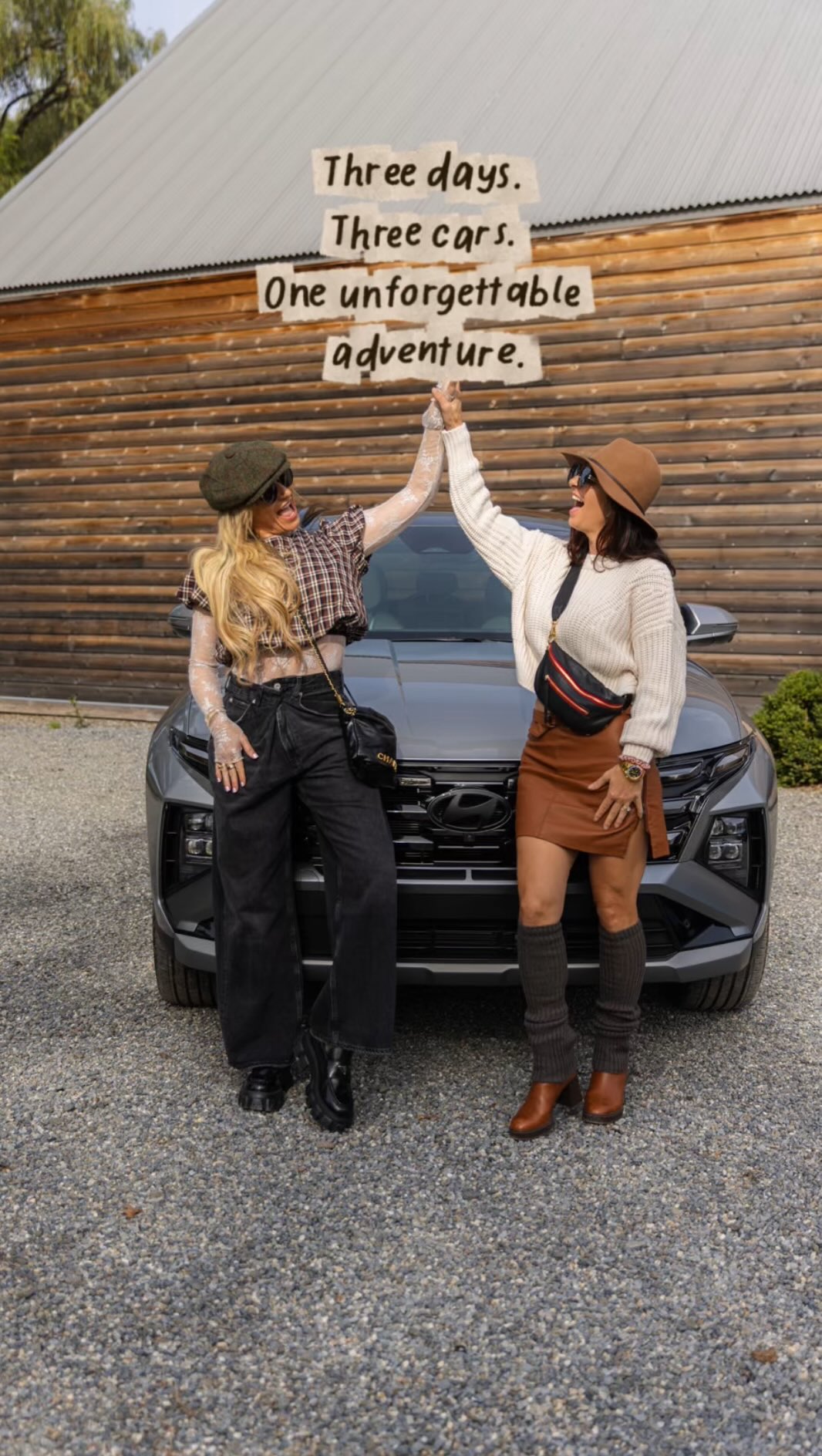 Instagram post by @citygirlgonemom for Hyundai USA. Caption reads: When the open road calls, you answer, and....