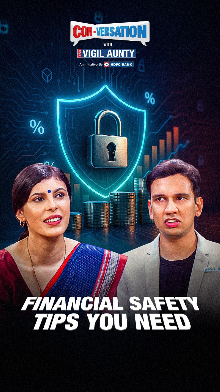 Instagram post by @vforvigilaunty for HDFC Bank. Caption reads: Fraudsters are always finding new ways to trick....