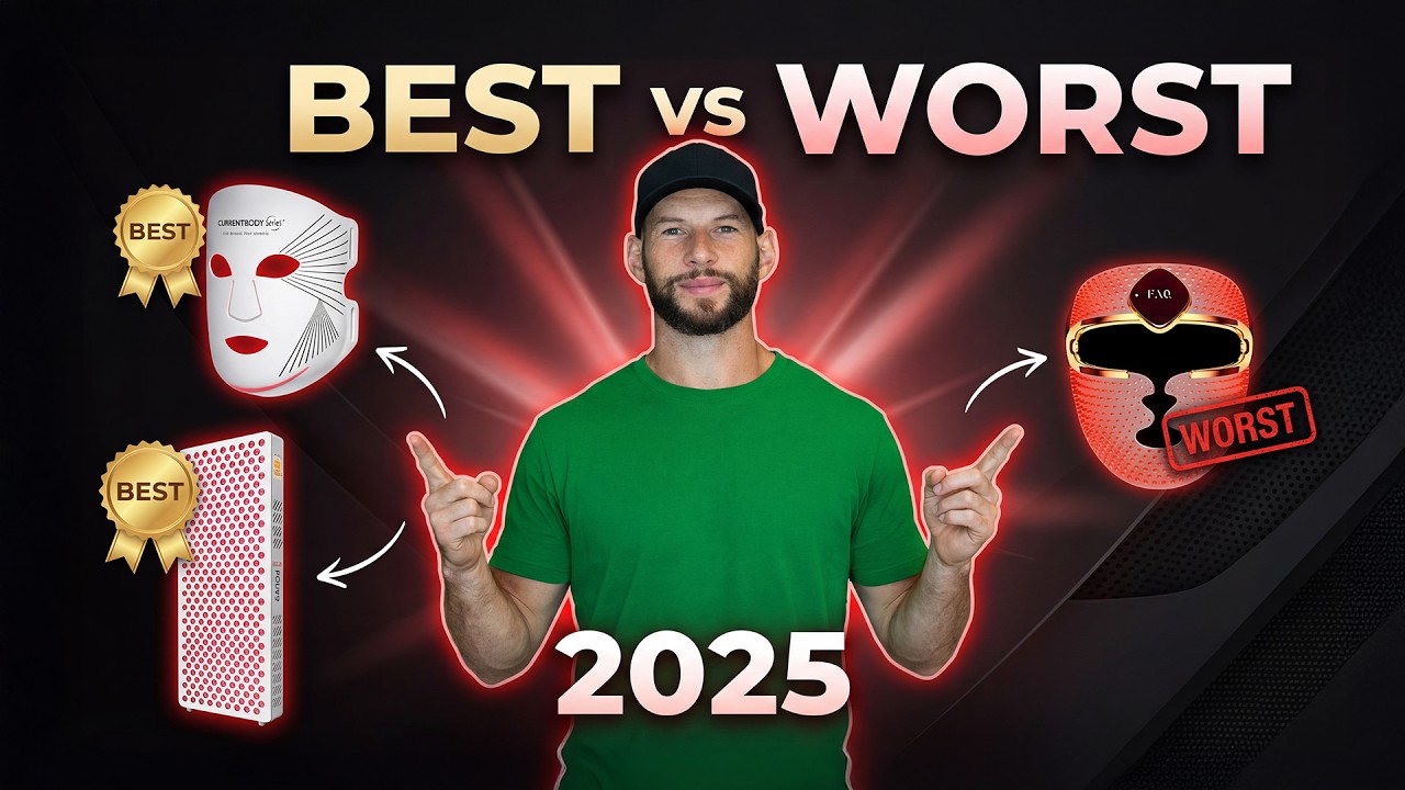 YouTube post by @LightTherapyInsiders for currentbody. Caption reads: Best vs Worst Red Light Therapy Devices (2025....