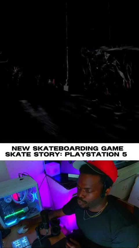 Instagram post by @switchflipjones for PlayStation. Caption reads: Would you play this? #skating #skatestory #gaming....