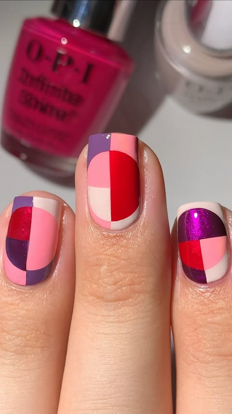 Instagram post by @abe.nailbabe for OPI. Caption reads: [...] this?🤔🩷Color Block French Tip💁🏻‍♂️....