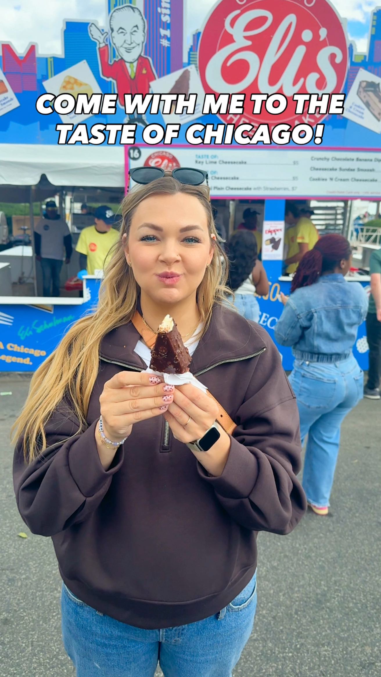 Instagram post by @thewindycitymama for Choose Chicago. Caption reads: Taste of Chicago is happening NOW in Grant Park—....