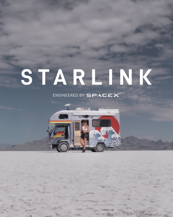 Instagram post by @islayjoy for SpaceX. Caption reads: My #starlink story for @spacex officially goes....