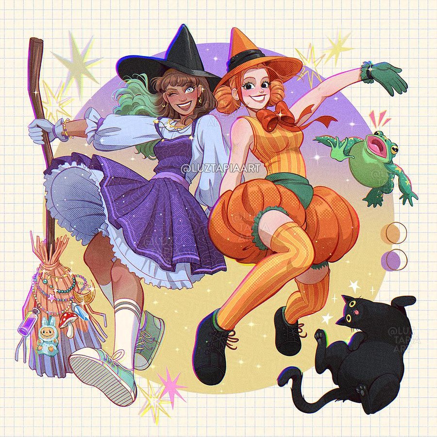 Instagram post by @luztapiaart for Procreate. Caption reads: Wicked fun 🎃🔮✨

They are my OCs Peyton (pumpkin....