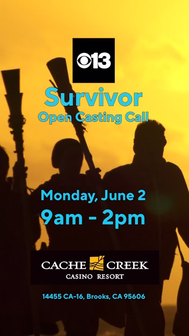 Instagram post by @cachecreekcasino for CBS News. Caption reads: Reminder! Survivor Open Casting Call June 2 at....