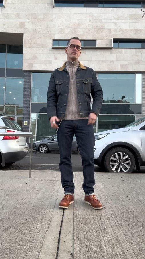 Instagram post by @joey_sam_blue for Red Wing Shoes. Caption reads: Rugged combo for colder weather, wool lined storm....