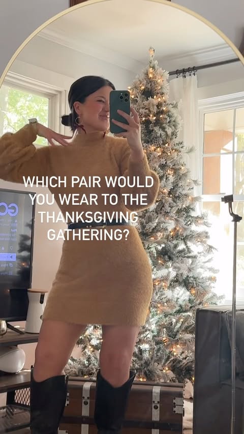 Instagram post by @meaganmowery for Nickel & Suede. Caption reads: Getting in the Thanksgiving spirit ✨🍂💛🍁🥰 Which....