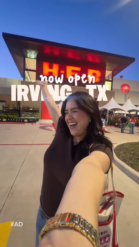 Instagram post by @_jessicaglz for H-E-B. Caption reads: #AD Irving, ya llegó H-E-B! 🛒✨ I had so much fun....