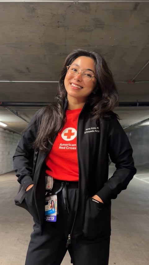 Instagram post by @sarahpirklemd for American Red Cross. Caption reads: [...] moving. As a surgical resident and....