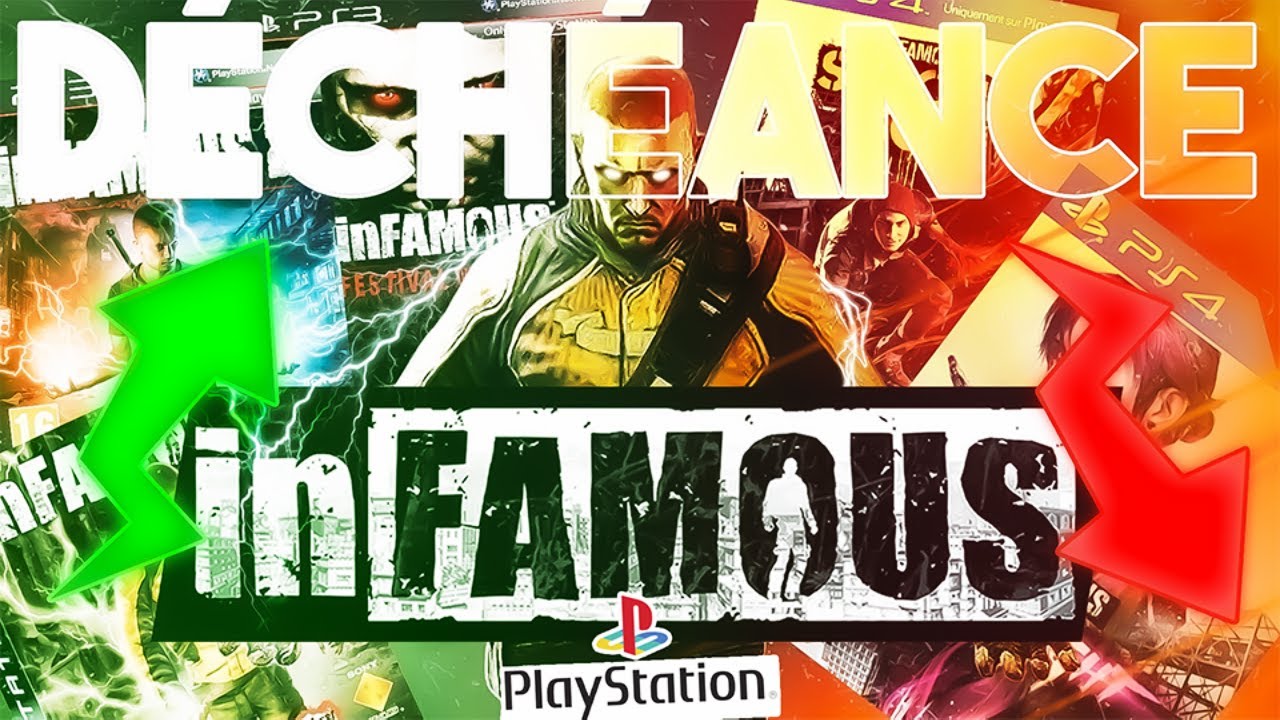 YouTube post by @Conkerax for Holy Squad. Caption reads: La TRISTE HISTOIRE de inFAMOUS - une licence....