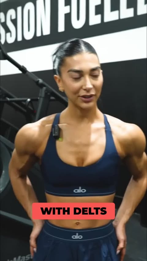 Instagram post by @drmikeisraetel for RP Strength. Caption reads: DELT GROWTH with @lauraliechap⁠
⁠
24’ Ms Bikini....