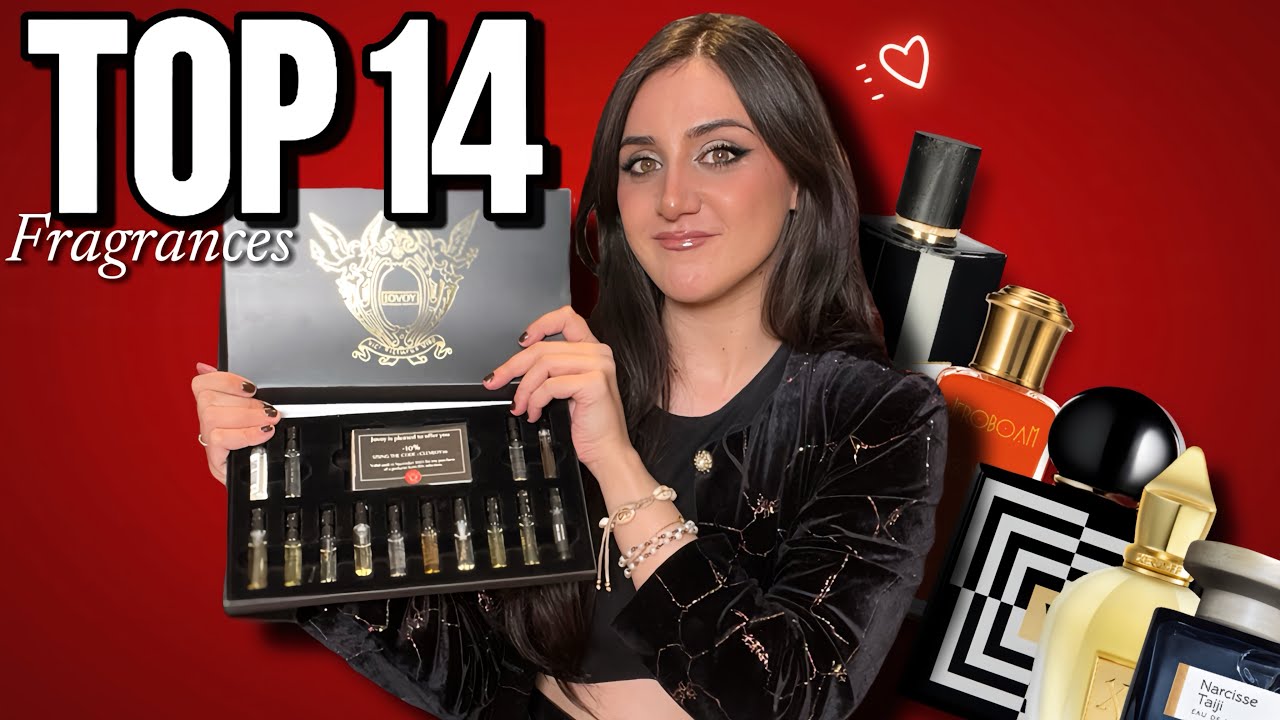 YouTube post by @clemenceccfragrance for Electimuss. Caption reads: My 14 fav fragrances of all time… IN ONE BOX ! 🔥....