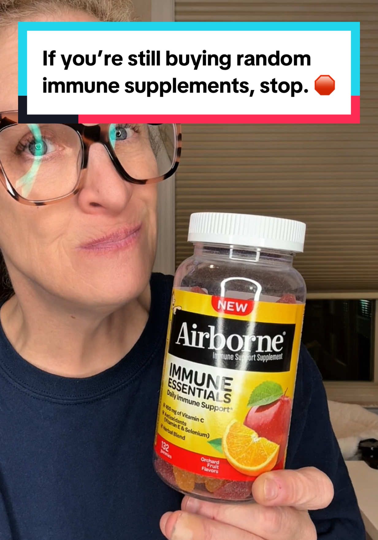 TikTok post by @jcpawpower for Airborne. Caption reads: Airborne Immune Gummies 🍊 Boost your immune [...].