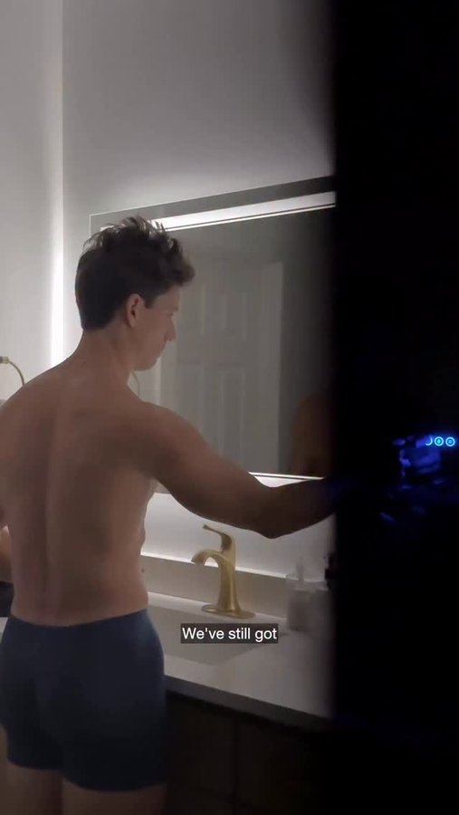 Instagram post by @zach_webber_ for SAXX Underwear. Caption reads: Unpacking chaos 🤝 cooling....