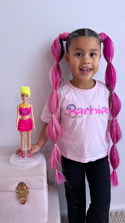 Instagram post by @mason.and.ella for Play-Doh. Caption reads: The collab of our dreams @barbie & @playdoh....