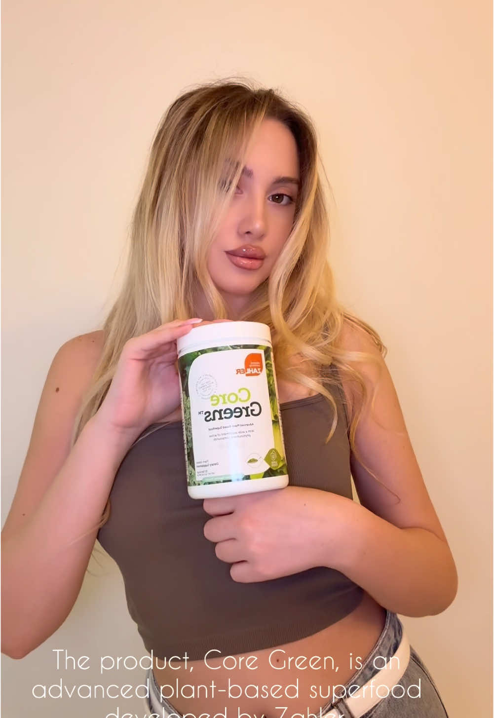 TikTok post by @tikunannn for Zahler Nutrition. Caption reads: @Advanced Nutrition INC 🤍 #coregreens #zahler....