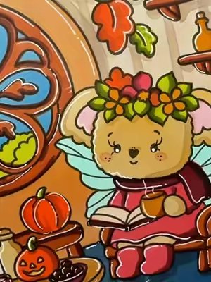 TikTok post by @fairyscozycorner for Ohuhu. Caption reads: [...] 🎃🤎 Book: @Annaemiliastudio Supplies:....