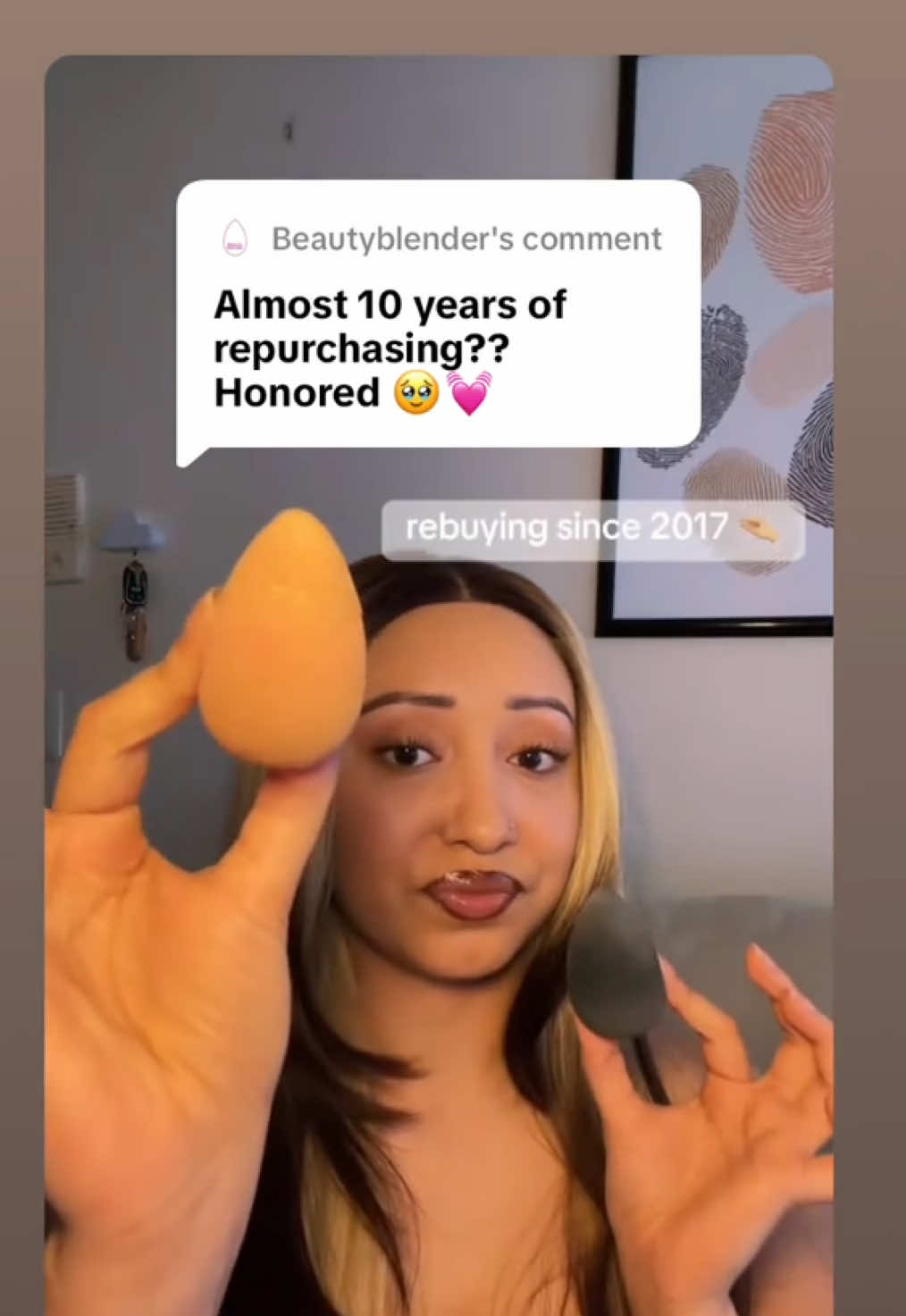 TikTok post by @dejahcheyenne2 for beautyblender. Caption reads: [...] later never switched up! 🤞🏼🥰✨💕....