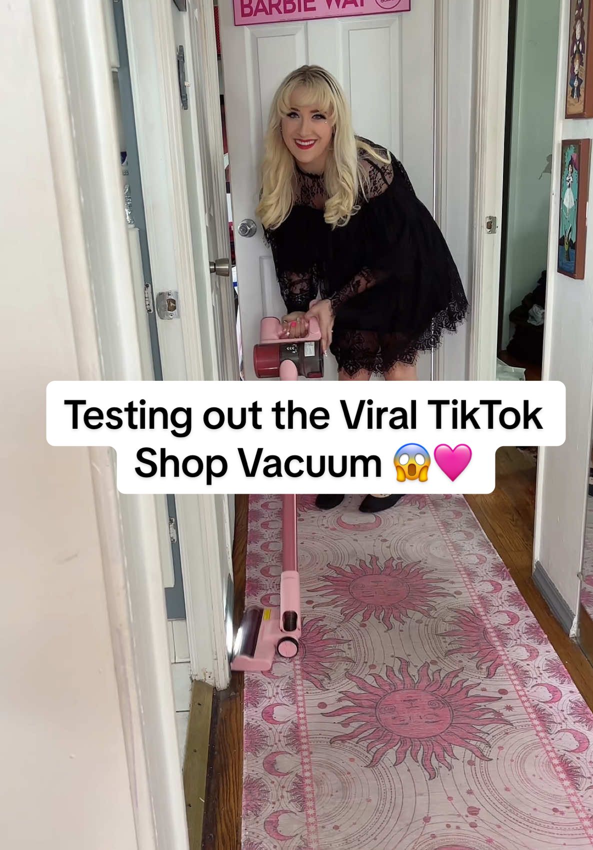 TikTok post by @misshaleymichelle for Homeika. Caption reads: Trying out the viral tiktok shop Vacumm 😱🩷....