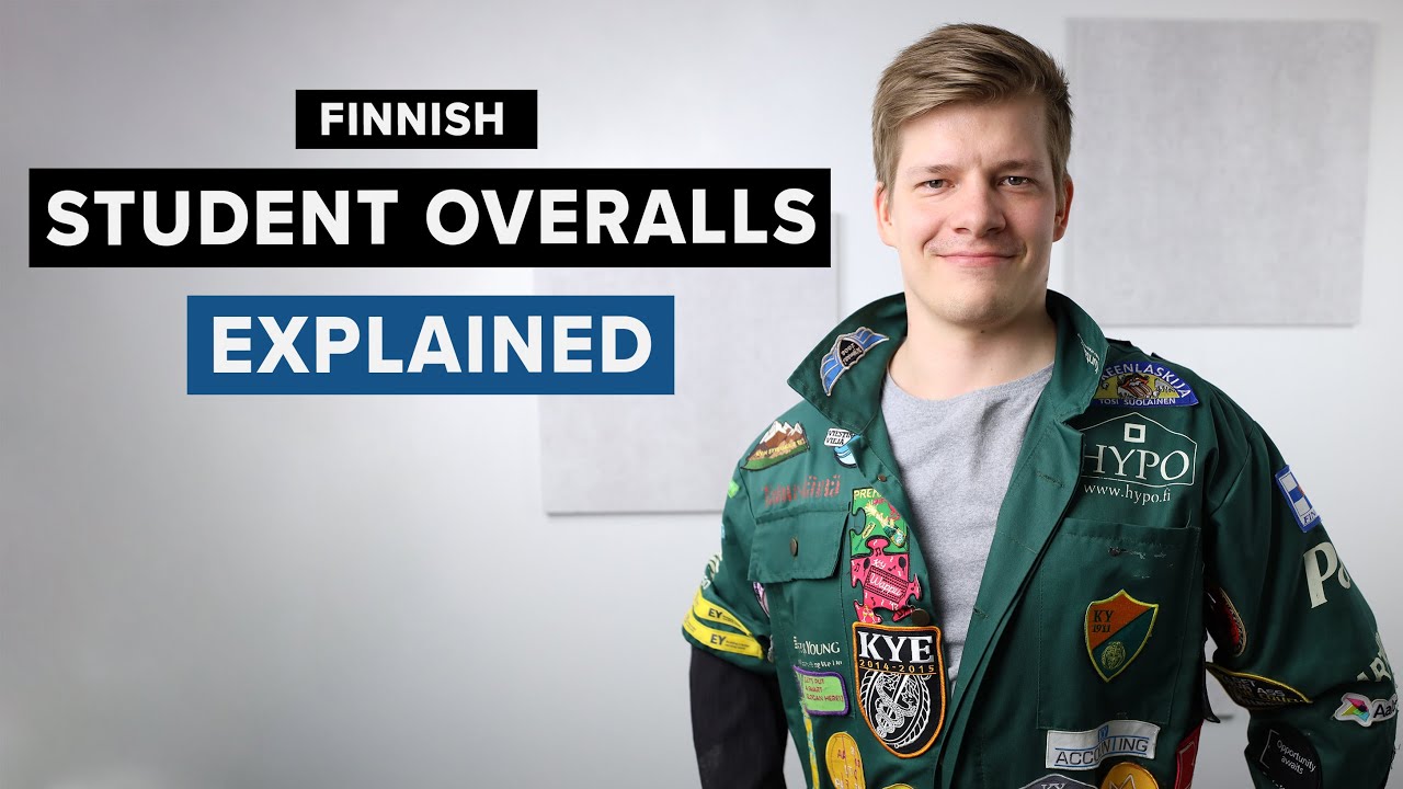 YouTube post by @RoadtoFinnish for Aarni. Caption reads: Finnish student overalls explained | Study in....