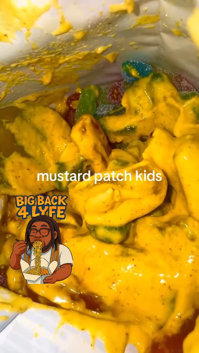 Instagram post by @bigback4lyfe for Sour Patch Kids. Caption reads: Mustard Sour Patch kids is sick 🤢 
YouTube &....